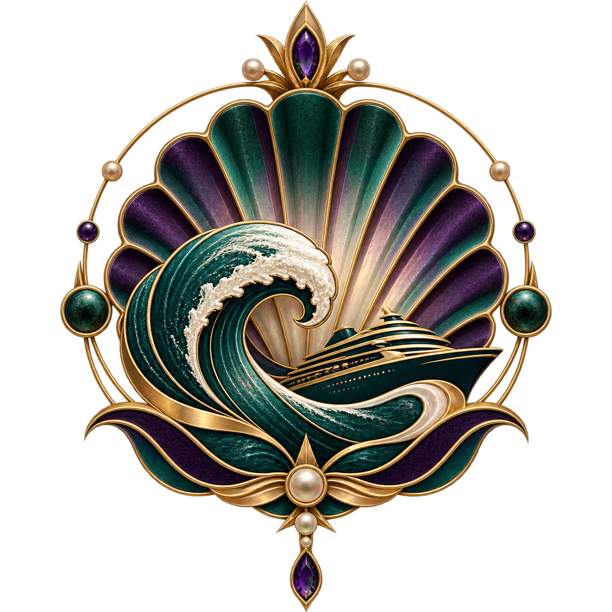 Grand Fortune Cruises shell and wave emblem
